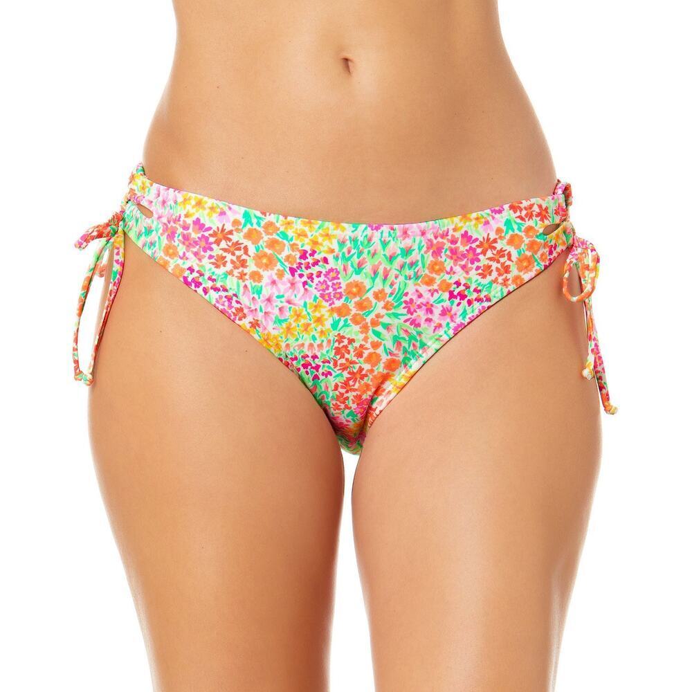 Salt + Cove Juniors Sun Garden Lace-up Hipster Bikini Bottoms Neon Floral NWT XL